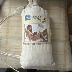 Bliss Hammocks Fringed Hammock in a Bag Cream NEW